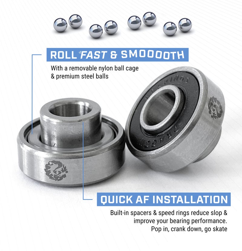 fireball Dragon Skateboard Bearings Set (8 Pack) - 608 Longboard Bearings for Skateboard Inline & Roller Skate - Easy Install Built in Bearings - Guaranteed for Life (Built) - Image 3